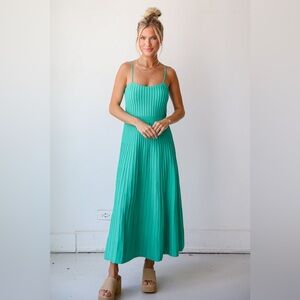 First Love Spaghetti Strap Maxi Dress in Green